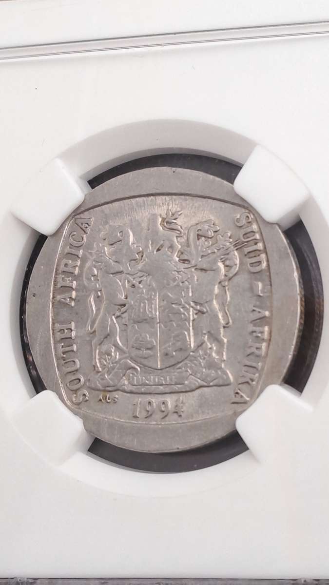 1994 South Africa R5 Mandela Presidential inauguration NGC Graded AU 55