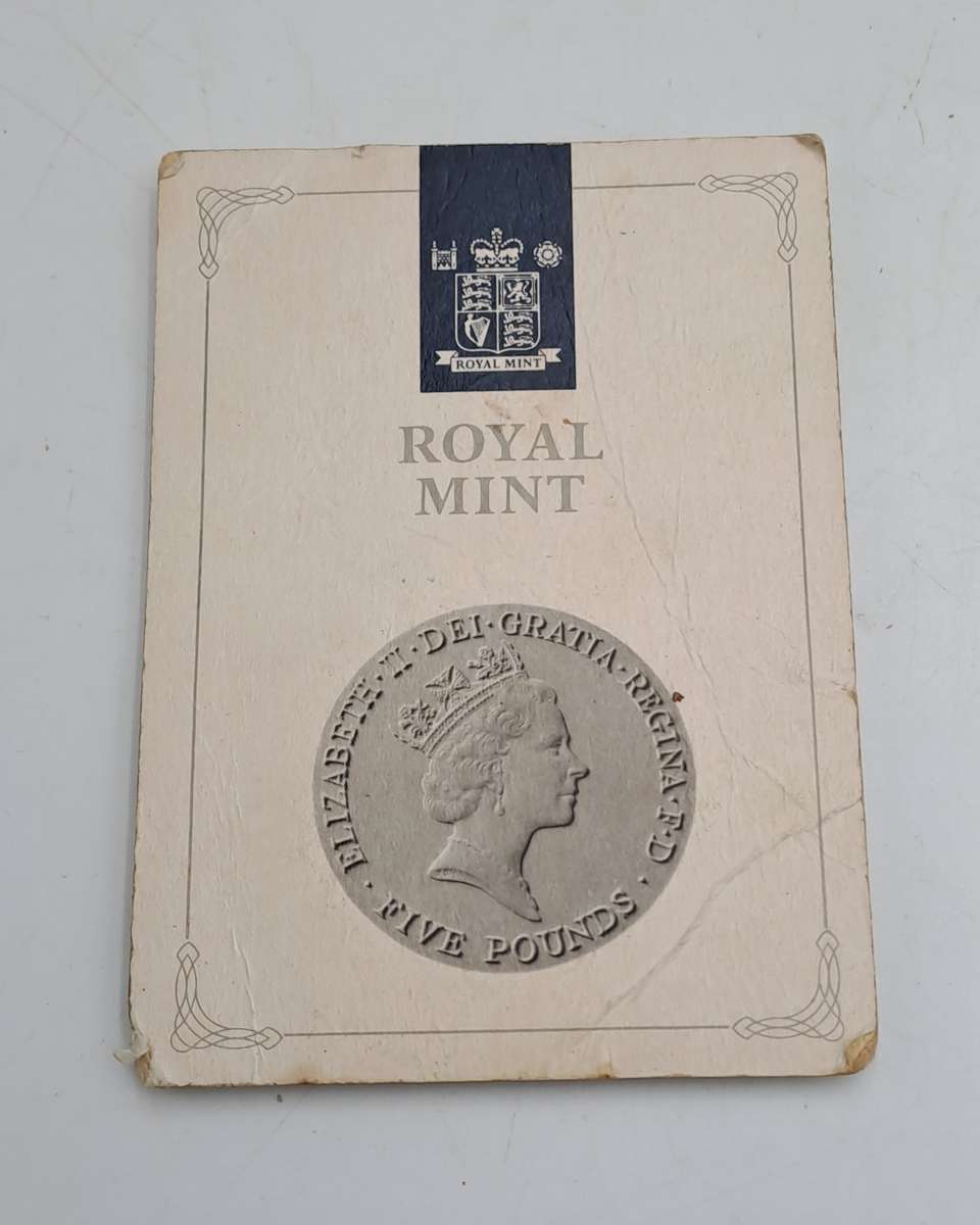 1990 United Kingdom UNC 5 Pounds - Elizabeth II 3rd portrait, Queen Mother 90th Birthday -sealed