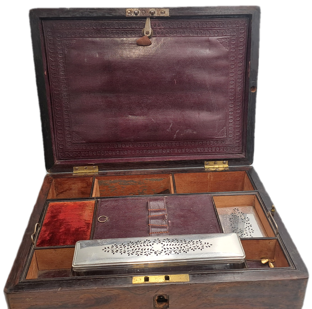 Antique 1800's Victorian Stationary / Vanity Wooden Box