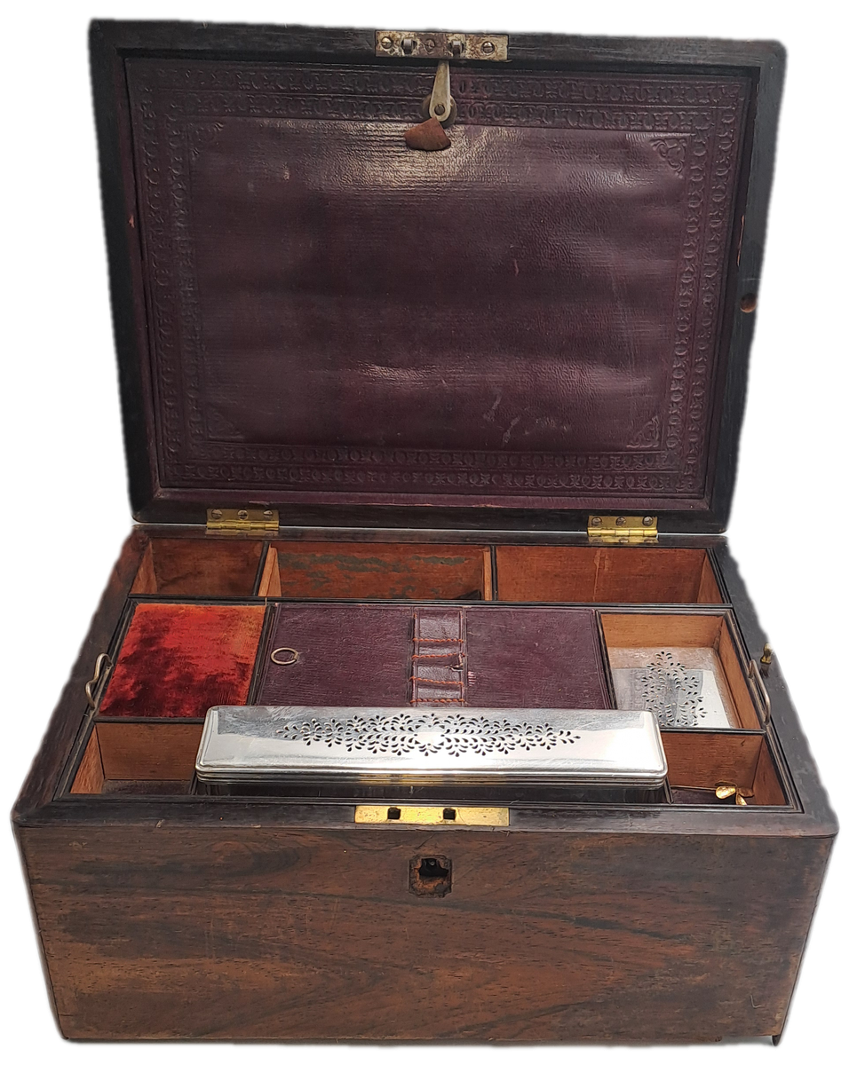 Antique 1800's Victorian Stationary / Vanity Wooden Box