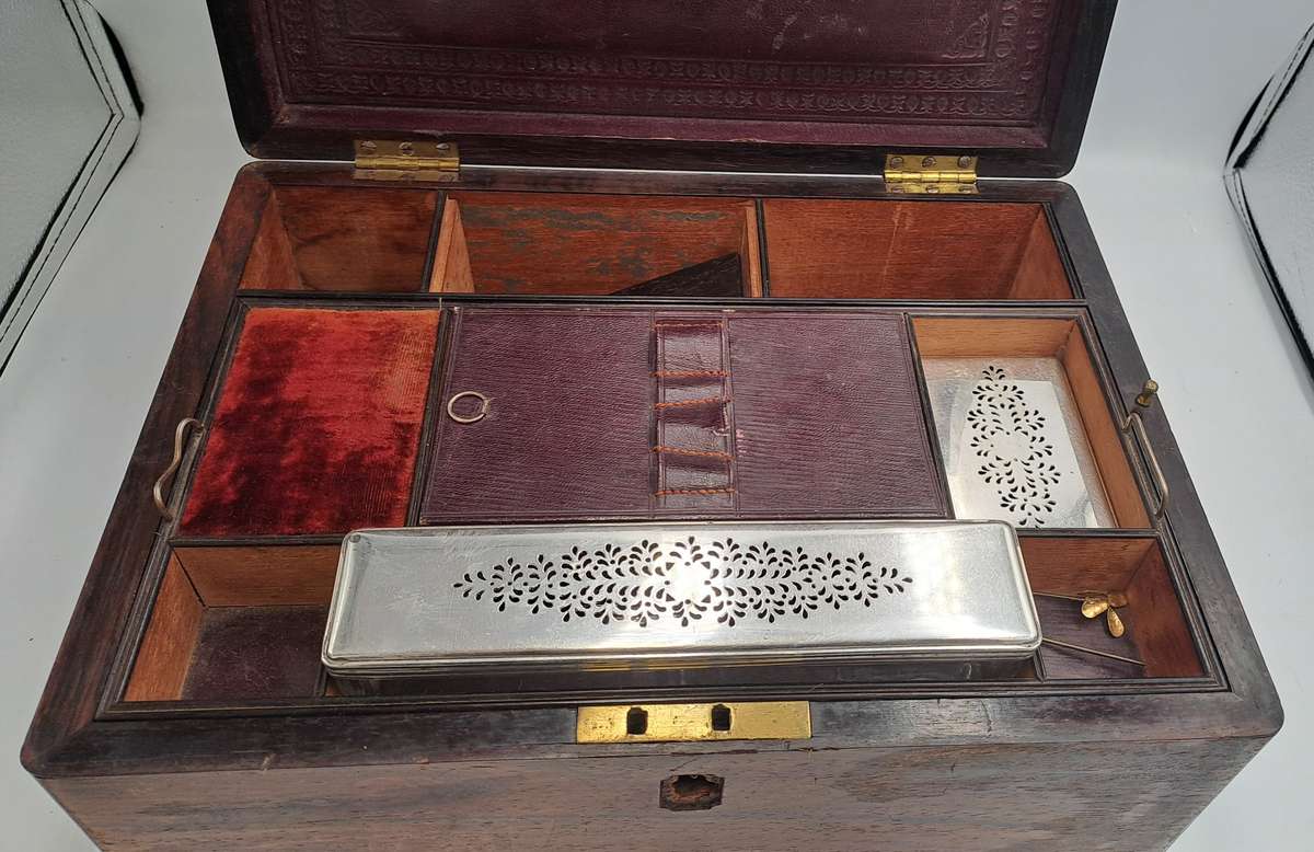Antique 1800's Victorian Stationary / Vanity Wooden Box