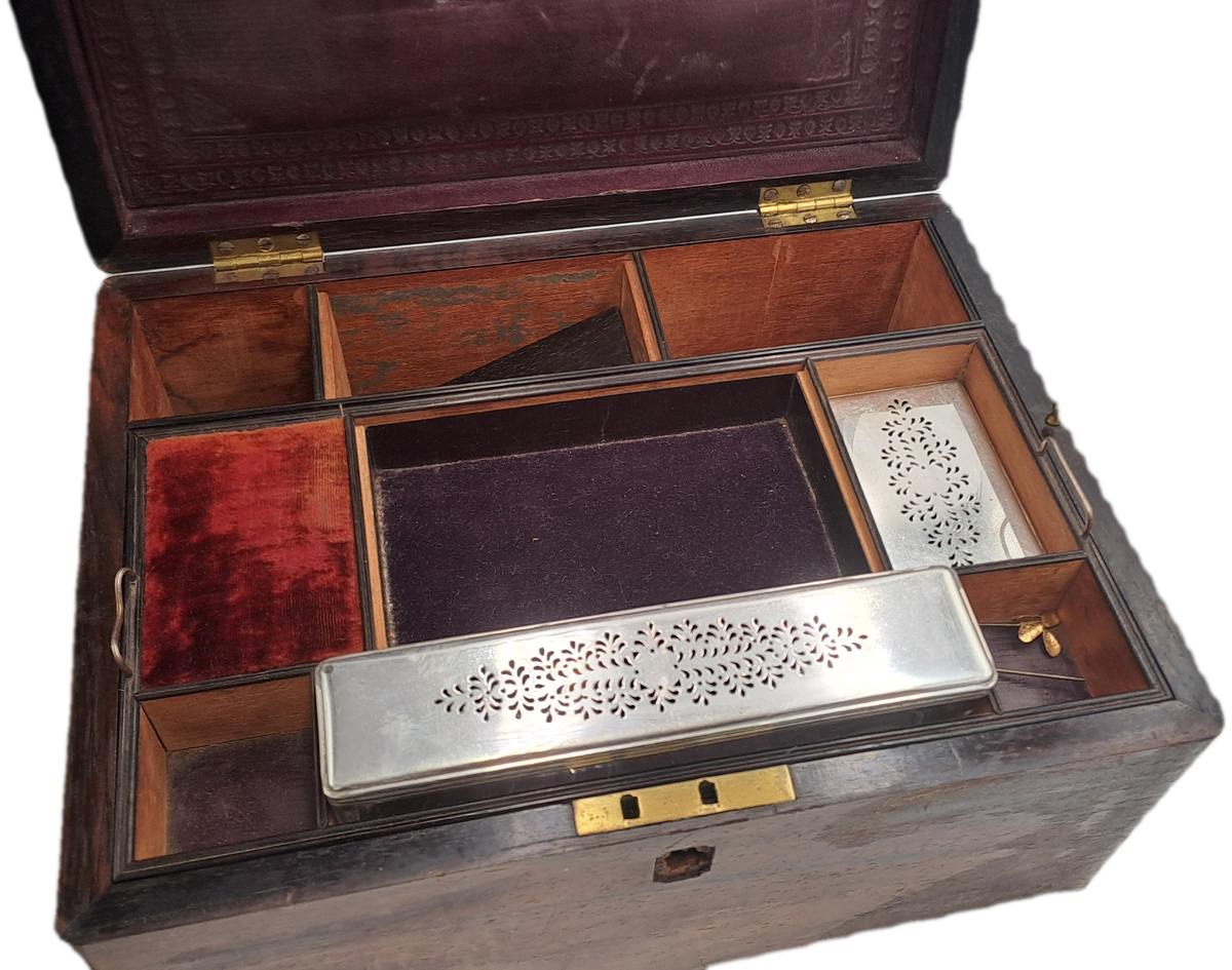 Antique 1800's Victorian Stationary / Vanity Wooden Box