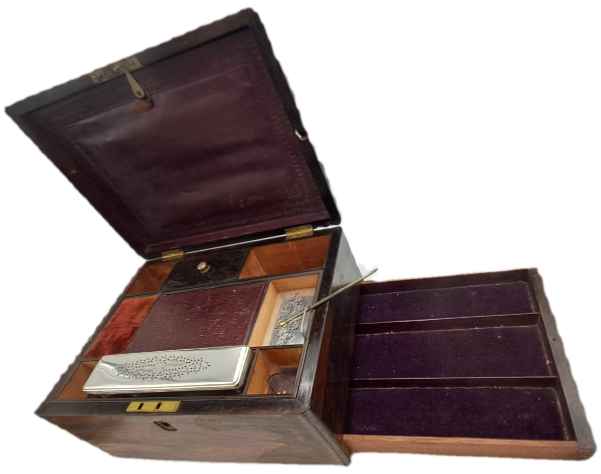 Antique 1800's Victorian Stationary / Vanity Wooden Box