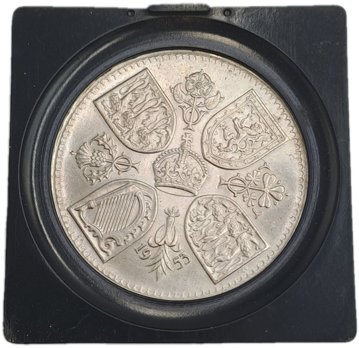 1953 United Kingdom UNC- 5 Shillings - Elizabeth II Coronation-in Perspex Holder