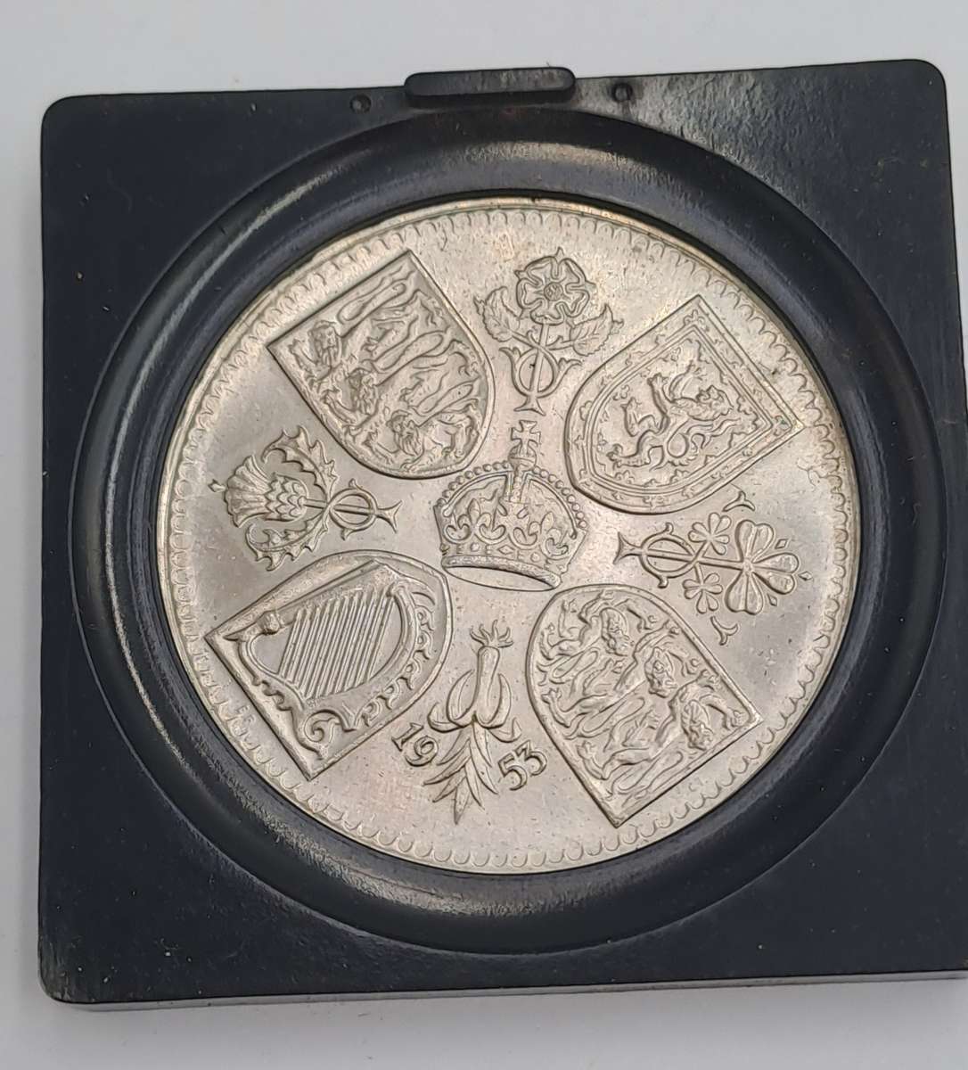 1953 United Kingdom UNC- 5 Shillings - Elizabeth II Coronation-in Perspex Holder