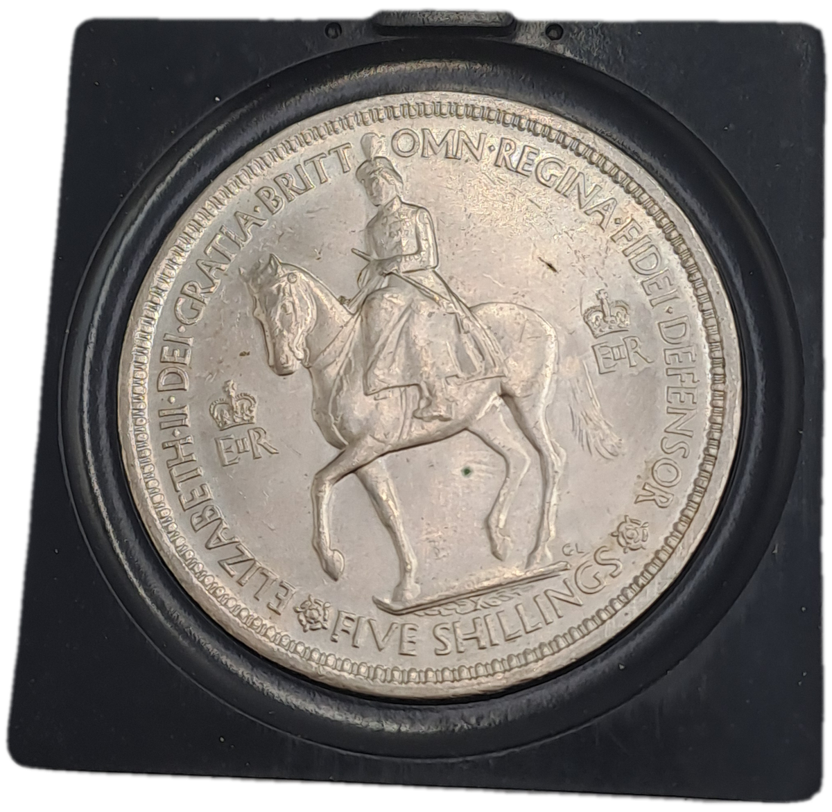 1953 United Kingdom UNC- 5 Shillings - Elizabeth II Coronation-in Perspex Holder