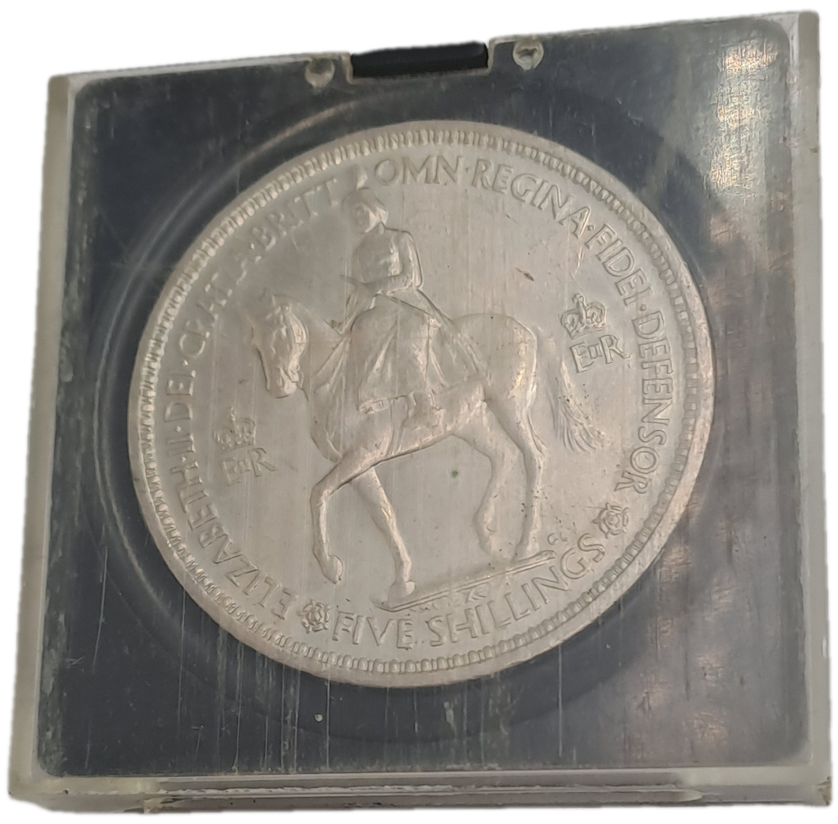 1953 United Kingdom UNC- 5 Shillings - Elizabeth II Coronation-in Perspex Holder
