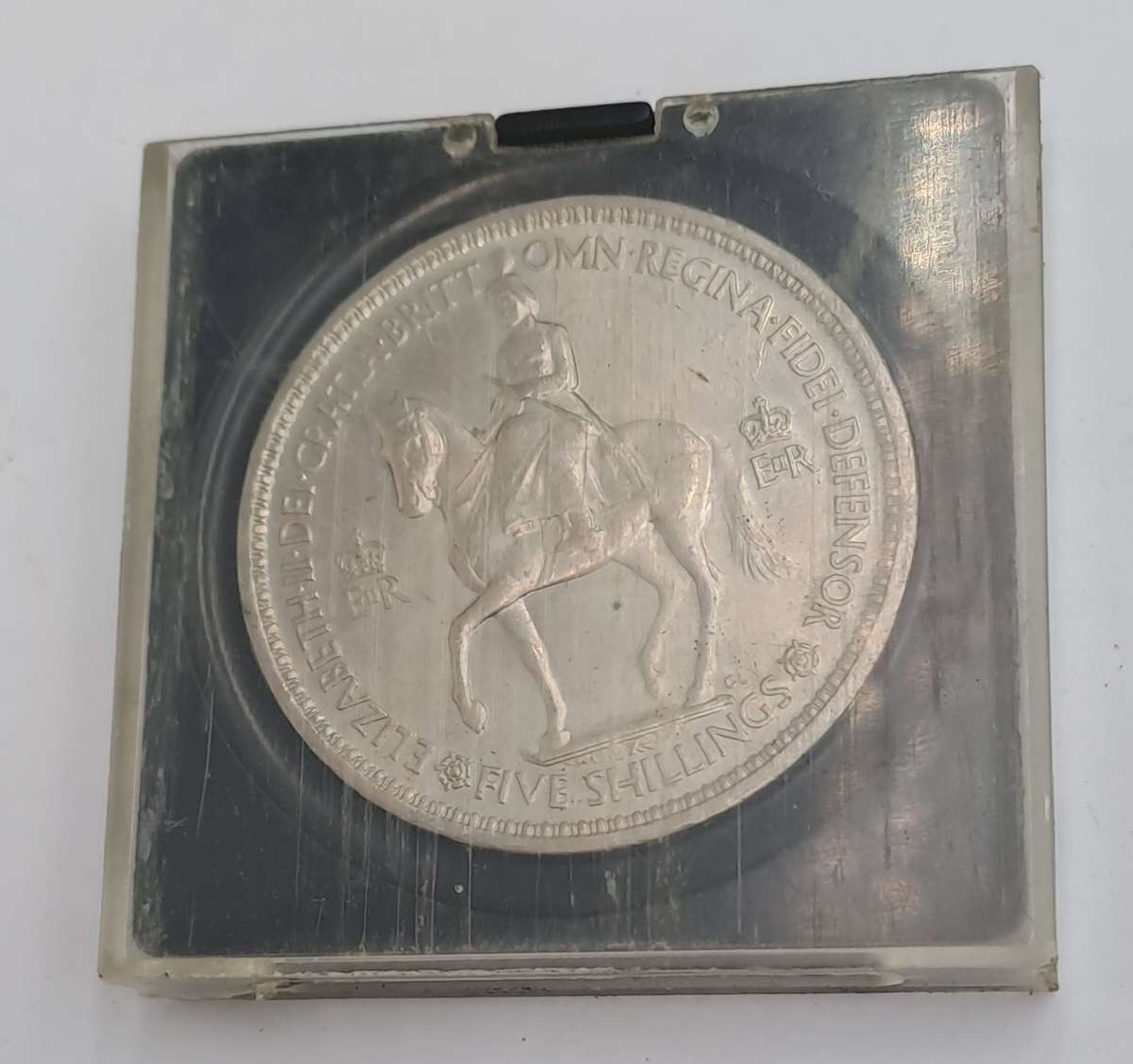 1953 United Kingdom UNC- 5 Shillings - Elizabeth II Coronation-in Perspex Holder