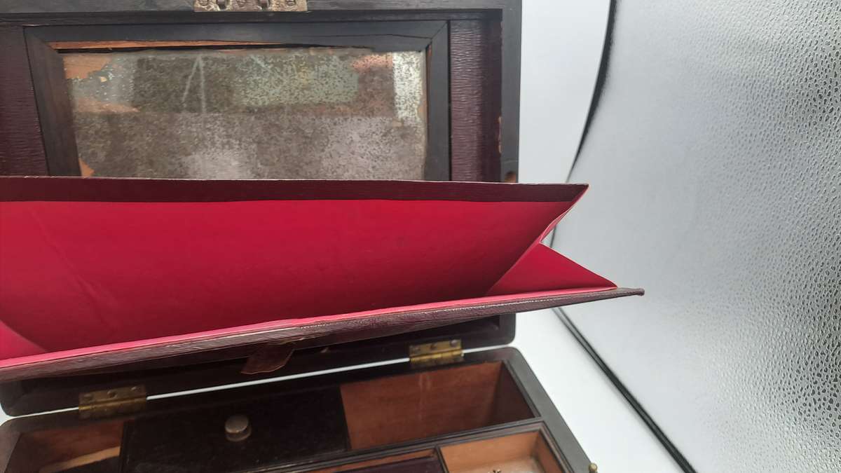 Antique 1800's Victorian Stationary / Vanity Wooden Box