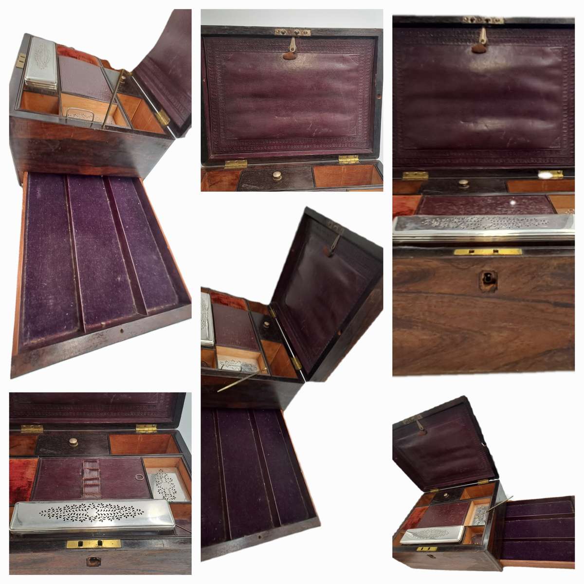 Antique 1800's Victorian Stationary / Vanity Wooden Box