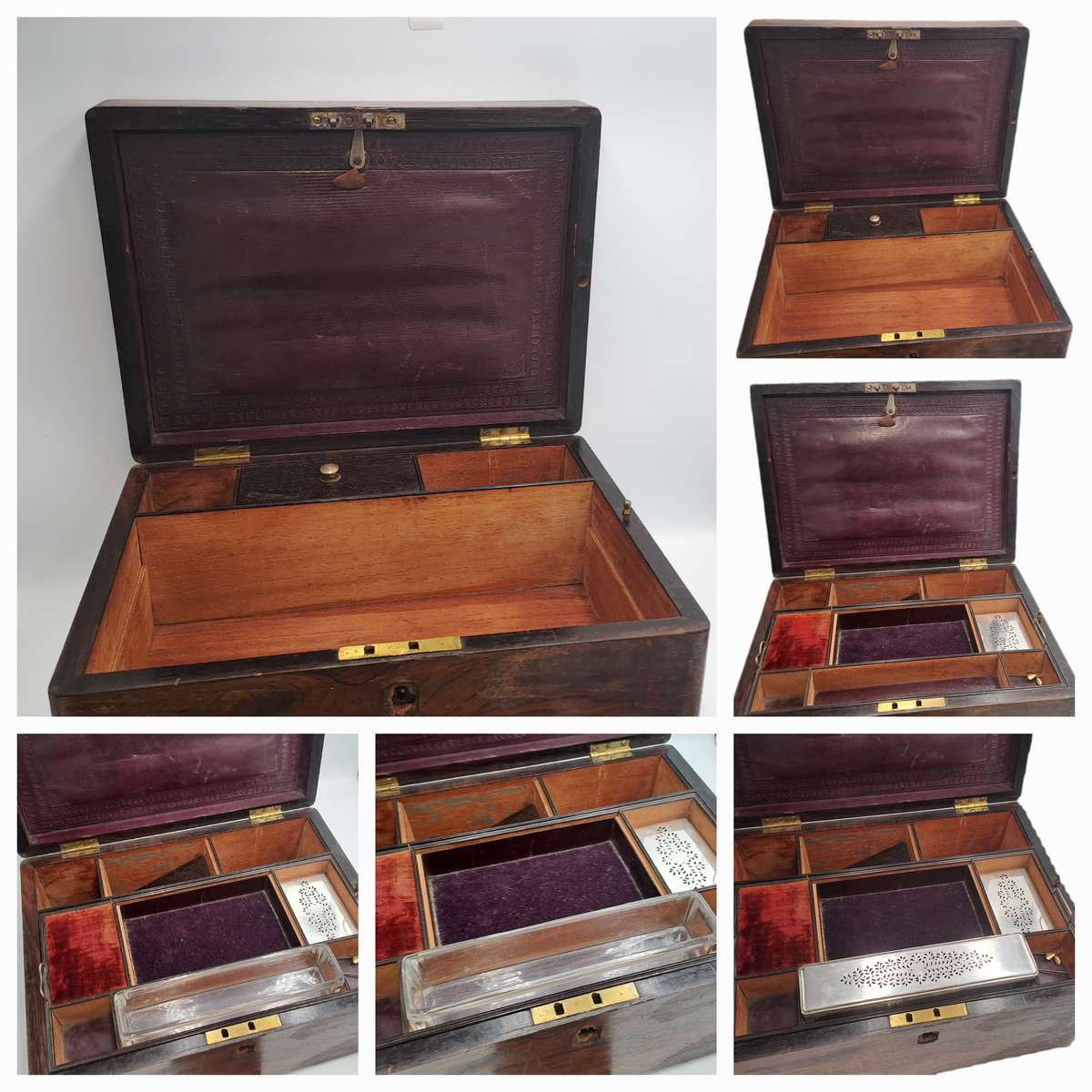 Antique 1800's Victorian Stationary / Vanity Wooden Box