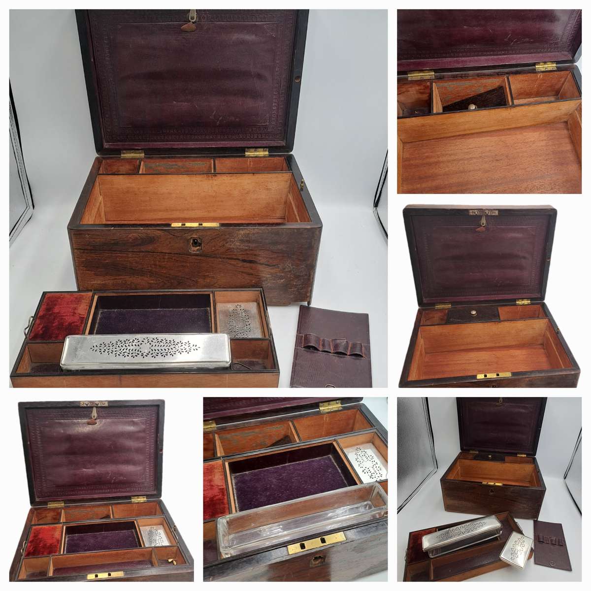 Antique 1800's Victorian Stationary / Vanity Wooden Box