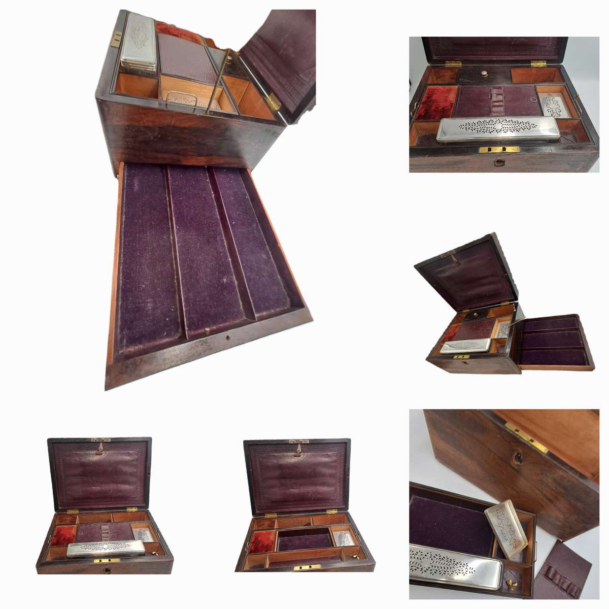 Antique 1800's Victorian Stationary / Vanity Wooden Box