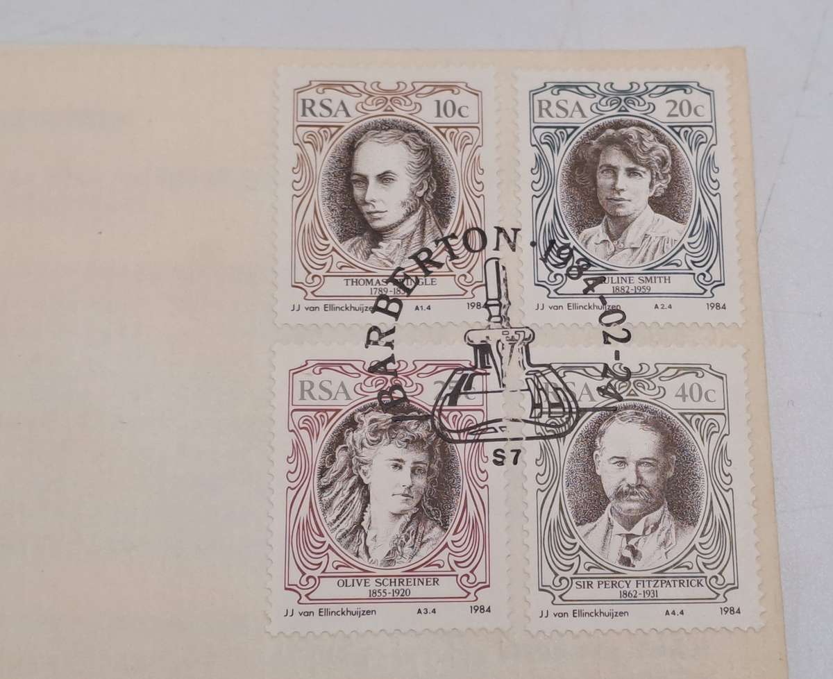 1984 SOUTH AFRICA FDC-First day Cover Barbeton -English Writers of S.A-(3 Available)