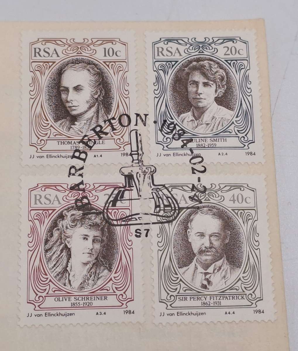 1984 SOUTH AFRICA FDC-First day Cover Barbeton -English Writers of S.A-(3 Available)