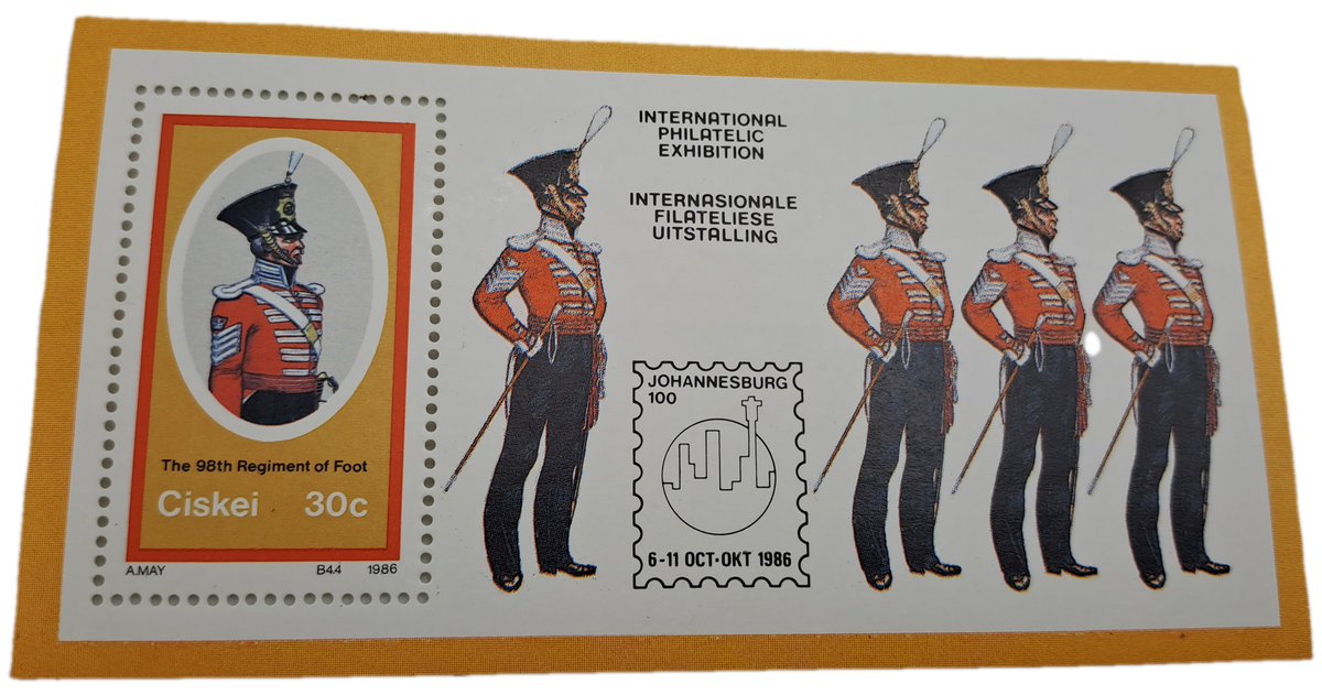1986 First Day Cover Johannesburg 100 -Ciskei Military Uniforms 98th Regiment+ Stamp-(6 Available)