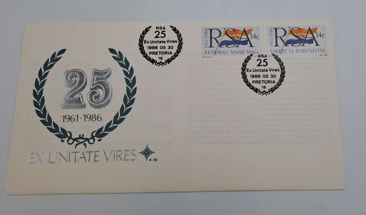 1961-1986 25 Years South Africa 1986 Ex Unitate Vires 4.16 FDC -2 Available