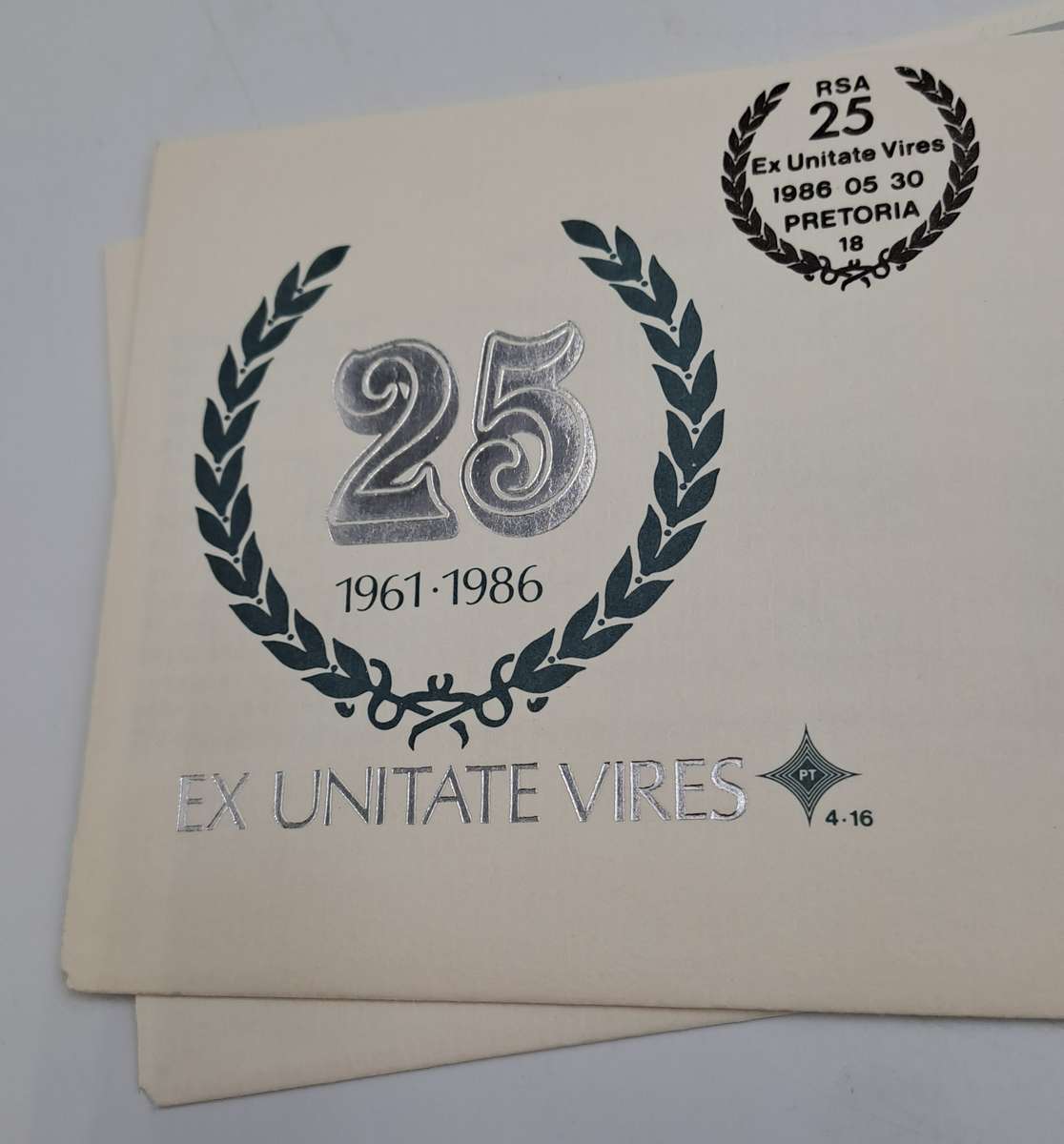 1961-1986 25 Years South Africa 1986 Ex Unitate Vires 4.16 FDC -2 Available