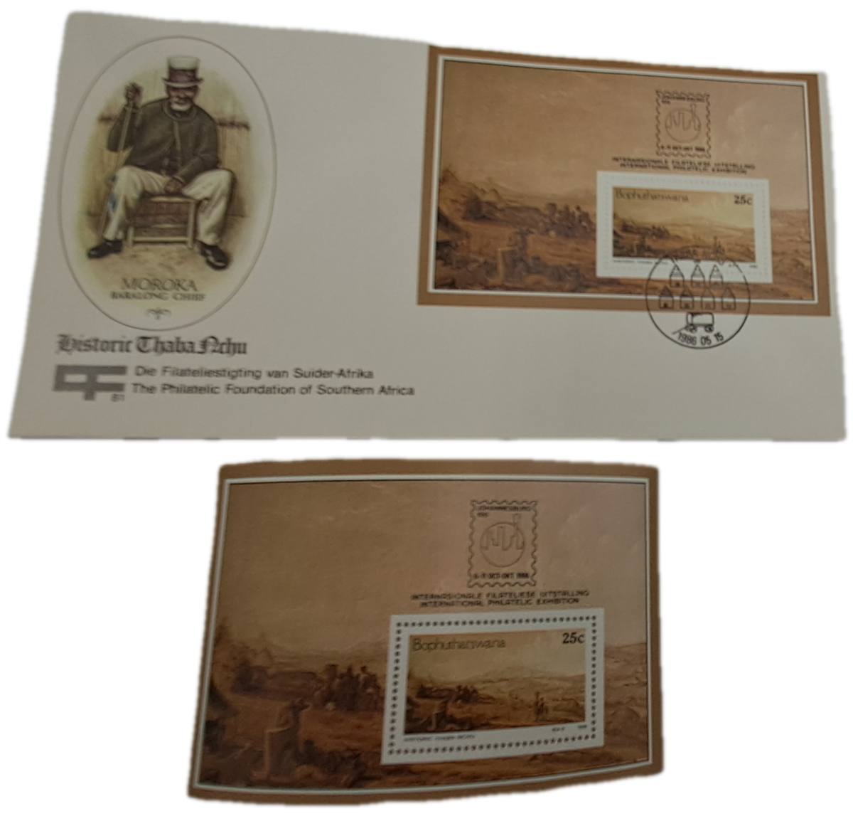 1986-10-06 South Africa JHB 100 Year -Bophuthatsana FDC PLUS Stamp Moroka Chief(6 sets Available)