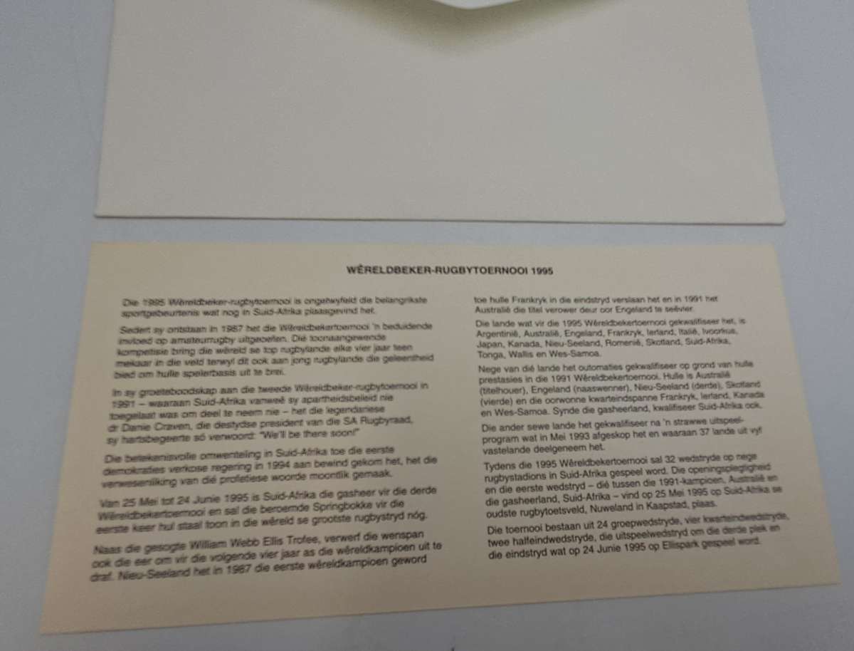 Rugby 1995 World Cup -FDC (First Day Cover) 6.14b 1995-05-25