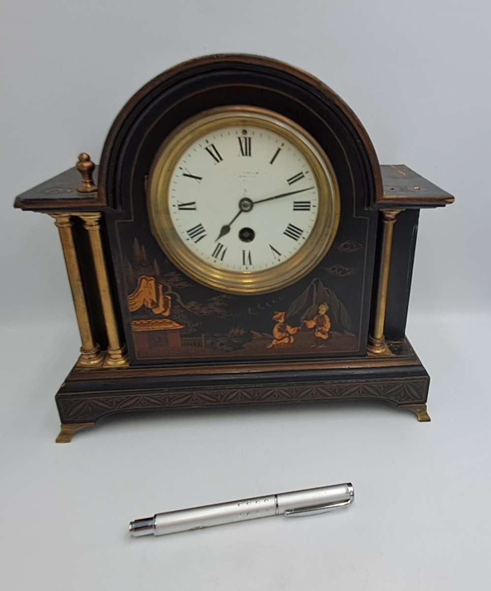 Chinoiserie Decorated Mantel Clock Circa 1920s French Movement --see condition