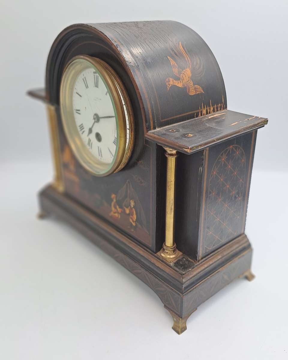 Chinoiserie Decorated Mantel Clock Circa 1920s French Movement --see condition
