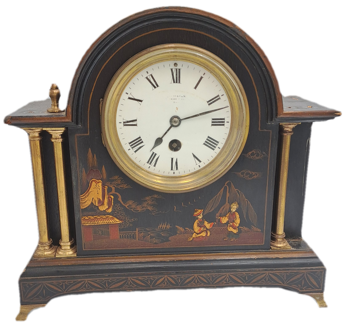 Chinoiserie Decorated Mantel Clock Circa 1920s French Movement --see condition