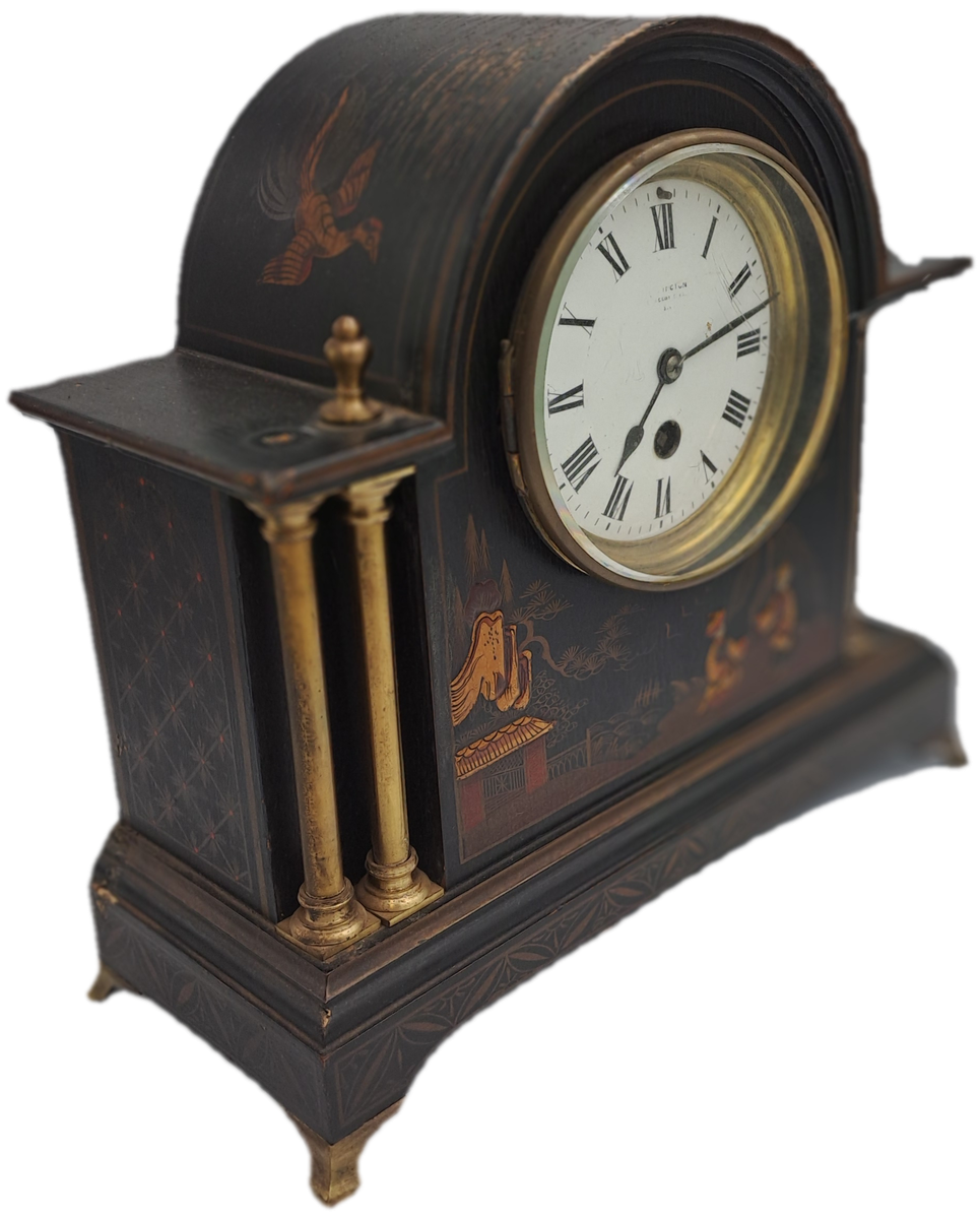 Chinoiserie Decorated Mantel Clock Circa 1920s French Movement --see condition