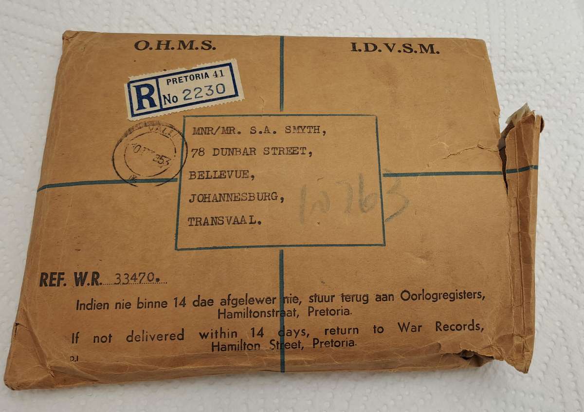 Group of 5 WW2 Full Size Medals with Ribbons in Original packaging issued to S.A Smyth -Engraved