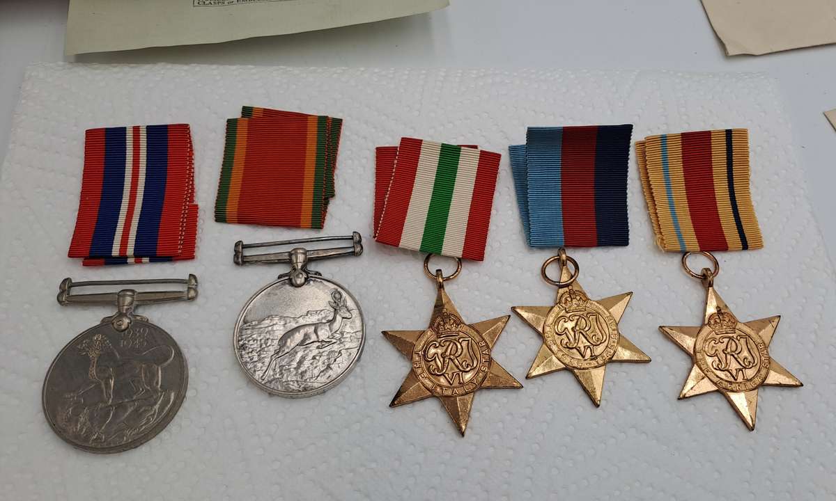 Group of 5 WW2 Full Size Medals with Ribbons in Original packaging issued to S.A Smyth -Engraved