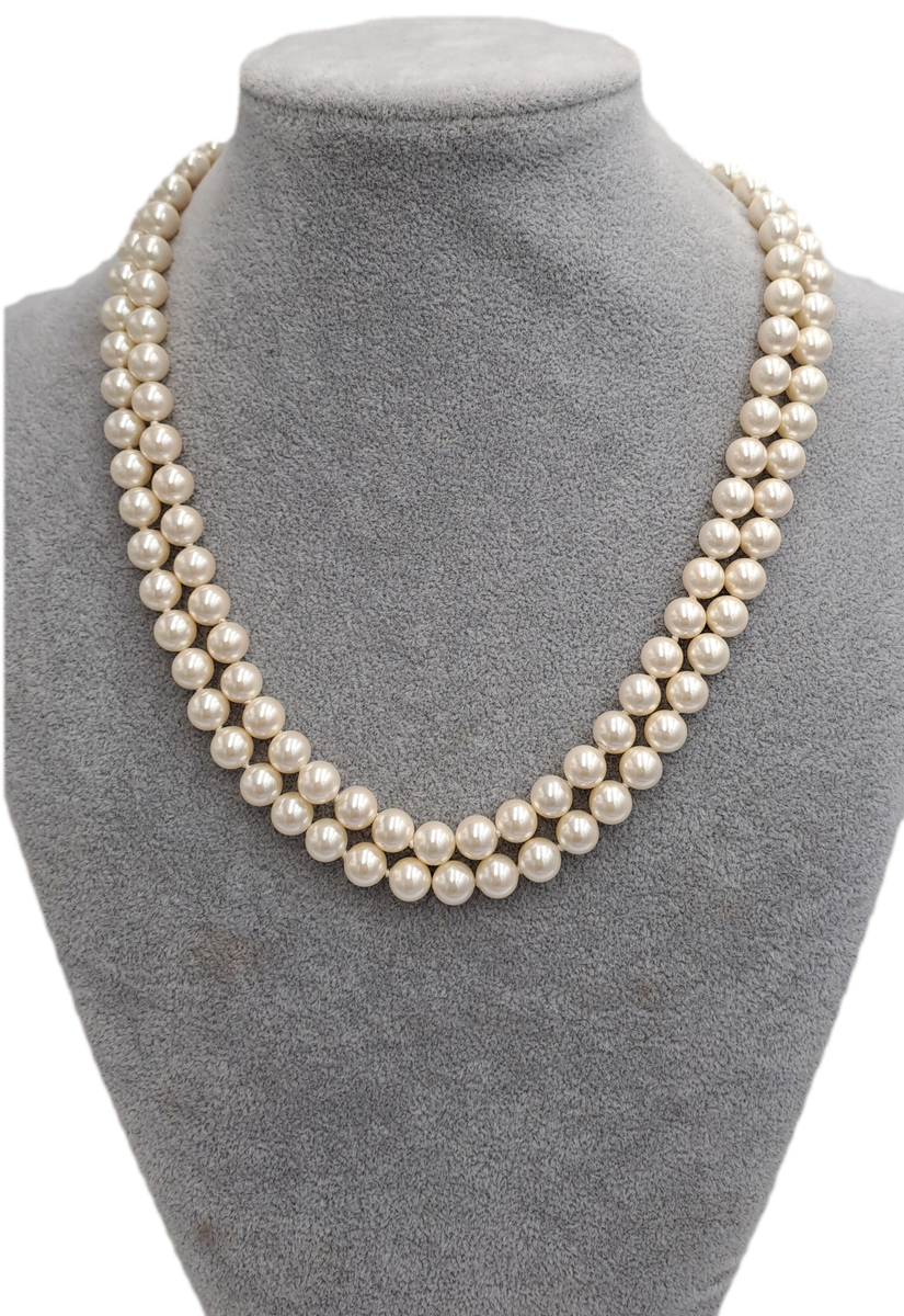 Vintage 84cm Faux? Pearl Necklace with a 14kt Gold Clasp