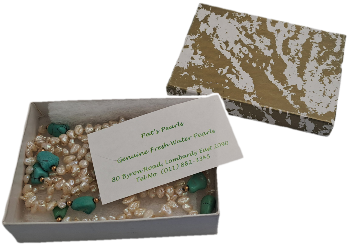 96cm Fresh Water Pearl Necklace with Turquoise stones