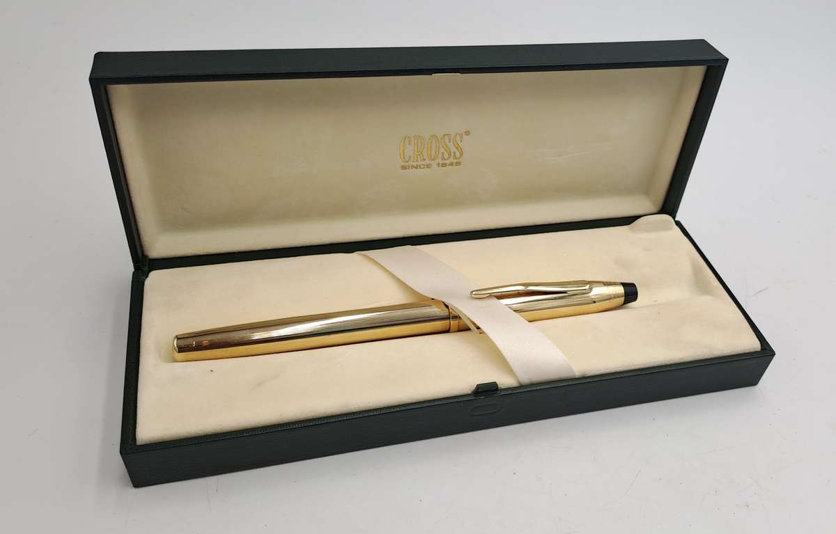 Pre-Owned 10kt Rolled Gold GROSS Fountain Pen with 18kt Gold Nip -Boxed