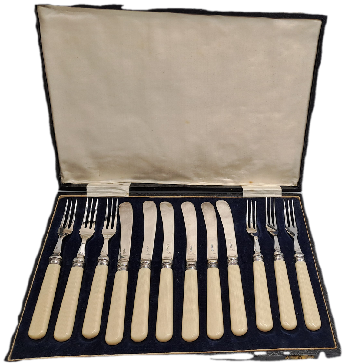 Antique / Vintage 12pc Knife And Fork Cutlery Set EPNS Silver Plated-Boxed -England