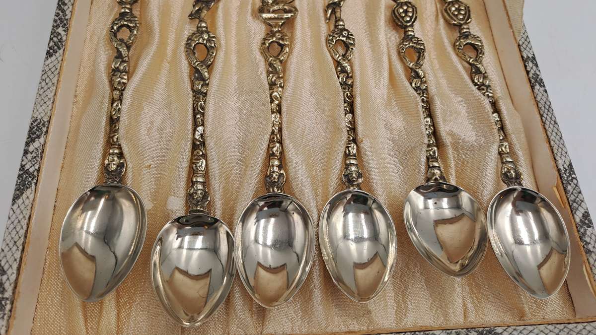 6pc Vintage Italian Demitasse Tea Spoons -Boxed