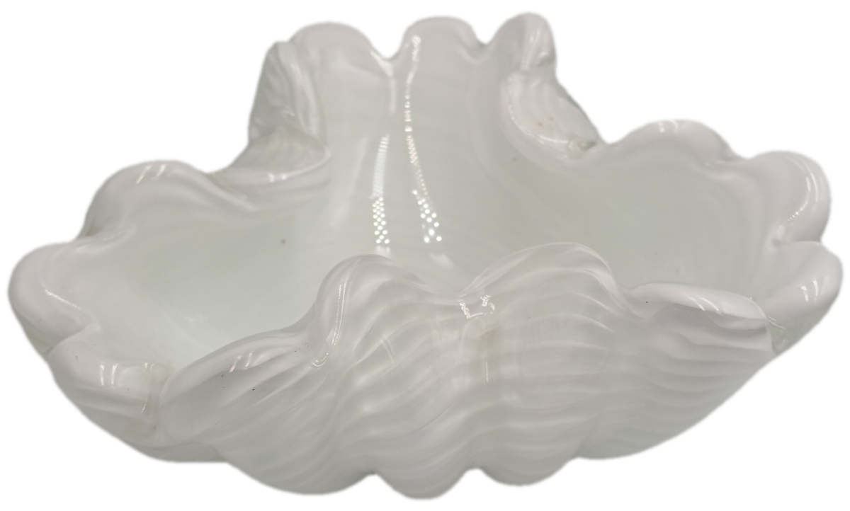 Murano Art Glass Brilliant White Swirl Vase 7,5cm x 18,5cm x 15,5cm