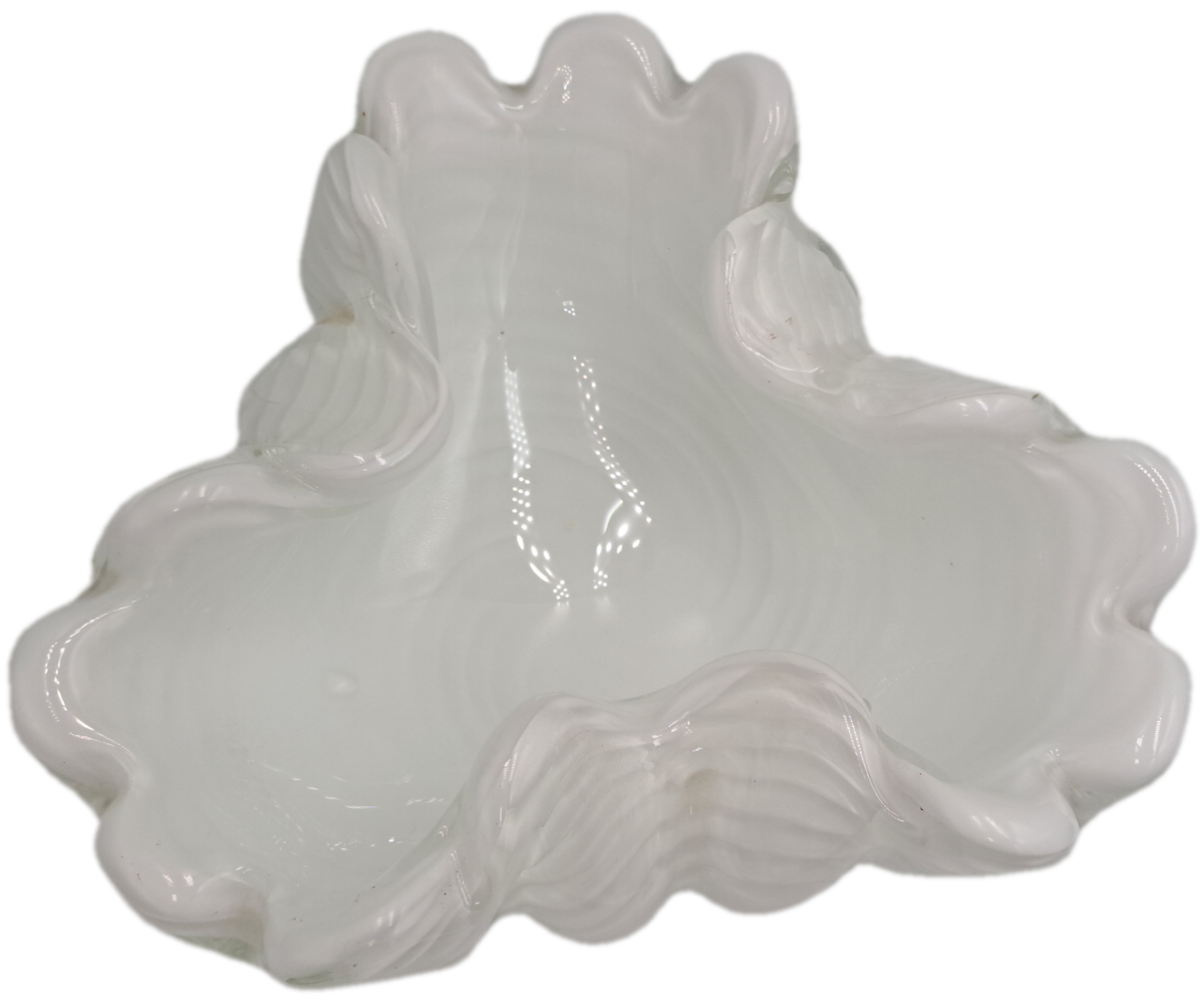 Murano Art Glass Brilliant White Swirl Vase 7,5cm x 18,5cm x 15,5cm