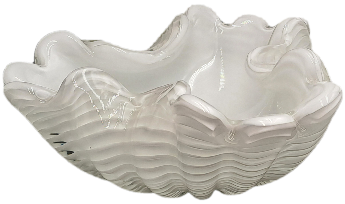 Murano Art Glass Brilliant White Swirl Vase 7,5cm x 18,5cm x 15,5cm