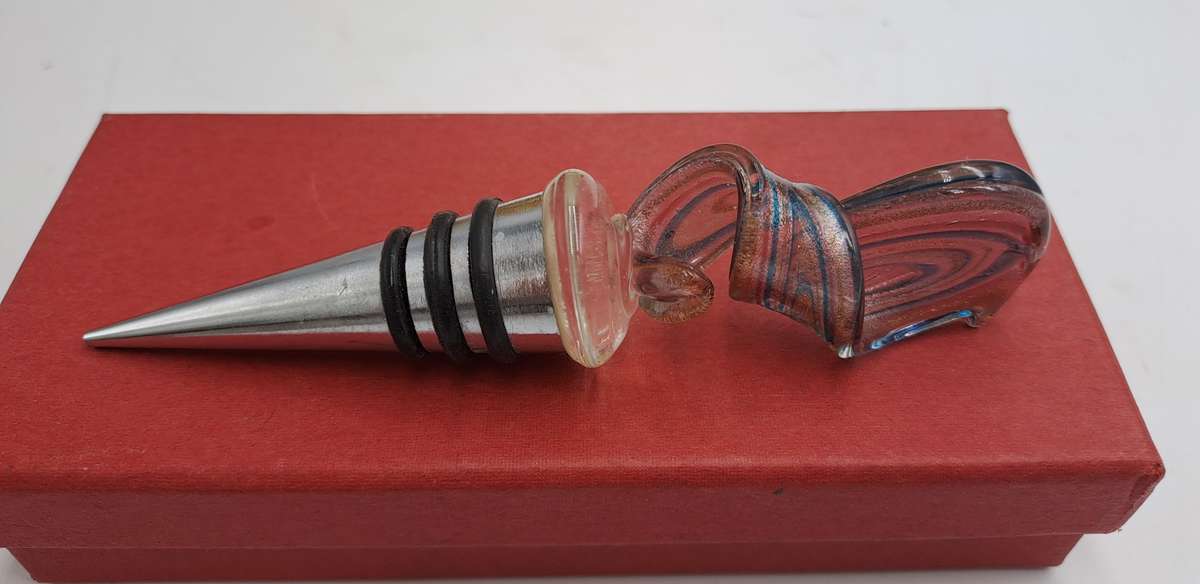 Murano Art Glass Wine Bottle Stopper -Boxed