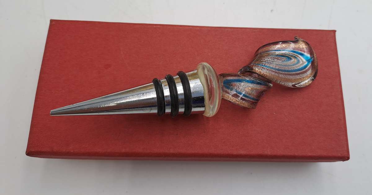 Murano Art Glass Wine Bottle Stopper -Boxed
