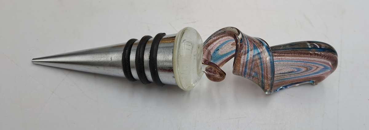 Murano Art Glass Wine Bottle Stopper -Boxed