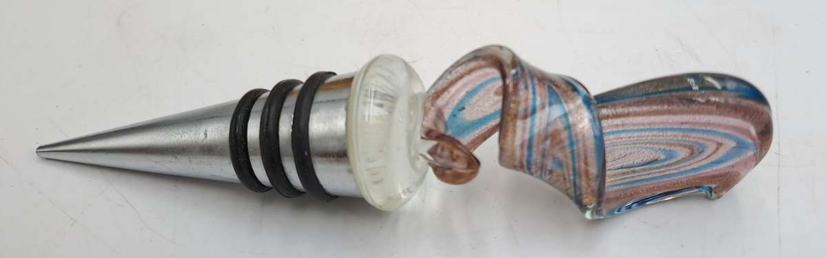 Murano Art Glass Wine Bottle Stopper -Boxed