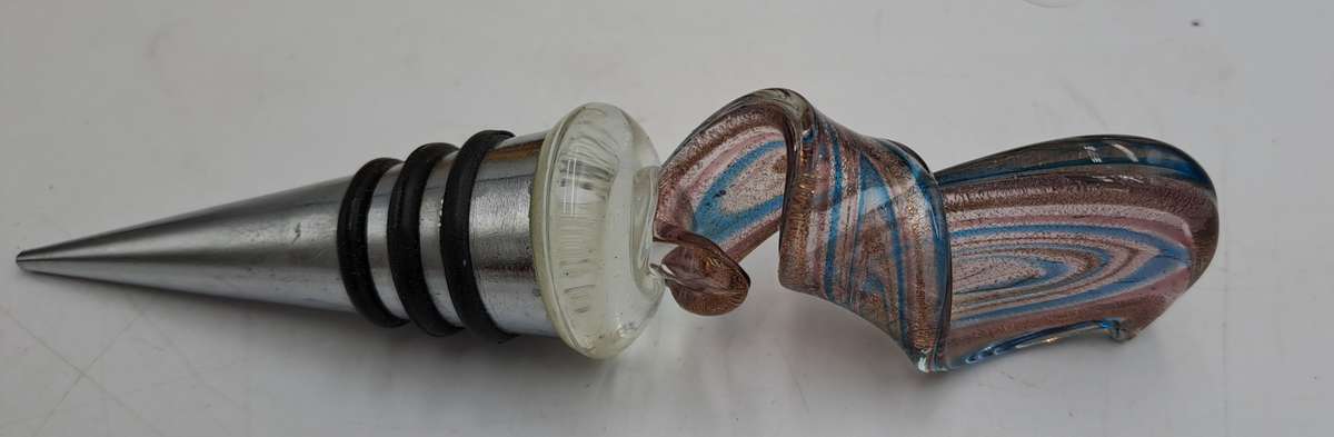 Murano Art Glass Wine Bottle Stopper -Boxed
