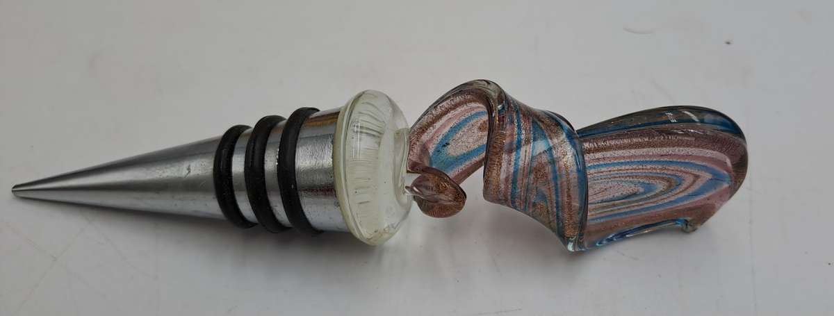 Murano Art Glass Wine Bottle Stopper -Boxed