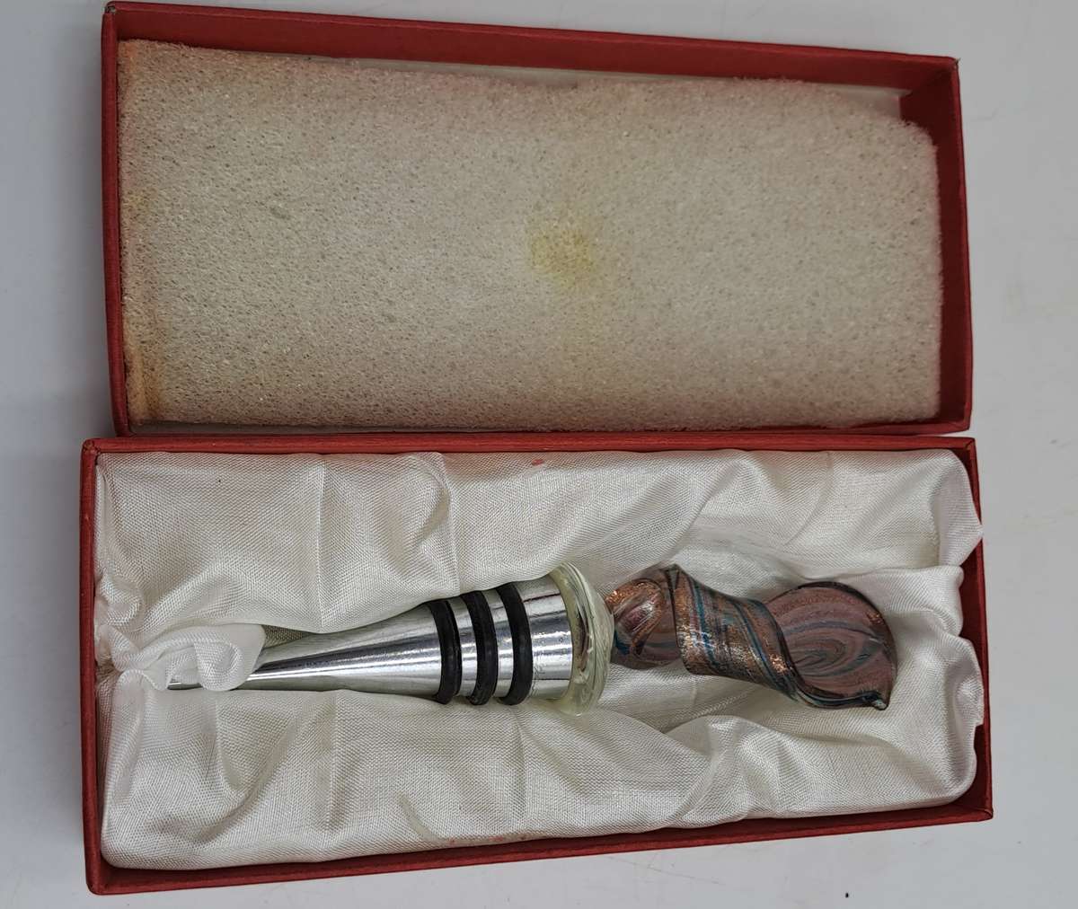 Murano Art Glass Wine Bottle Stopper -Boxed