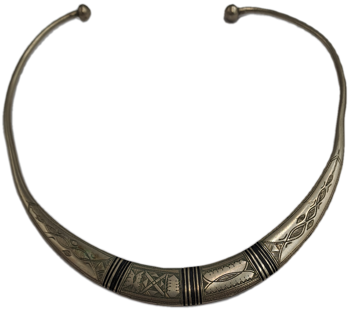 Vintage open choker necklace.  in tribal style made of white metal