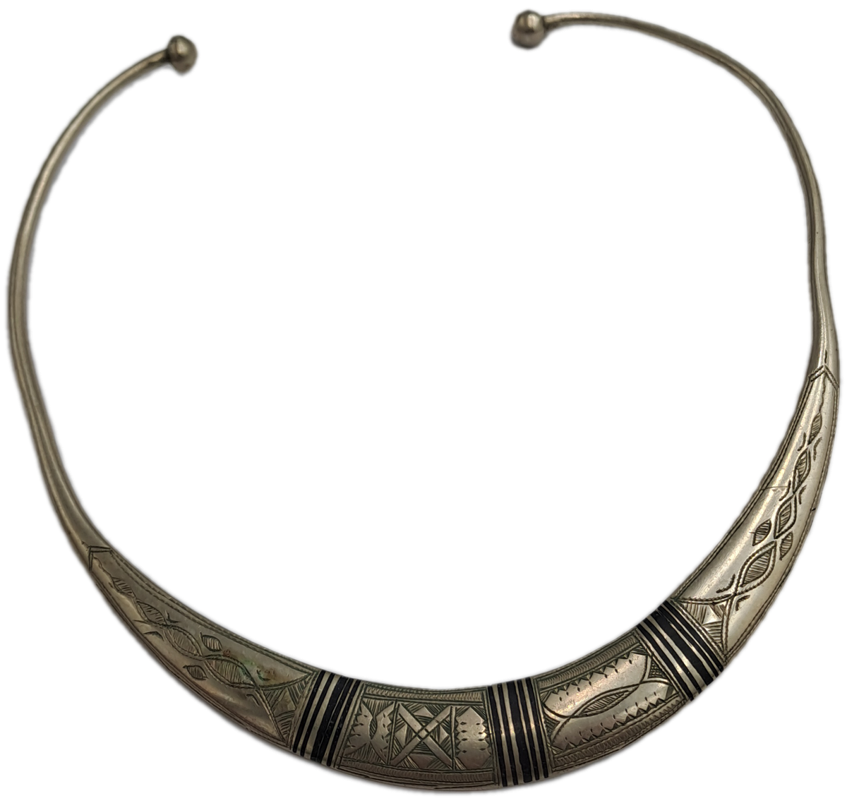 Vintage open choker necklace.  in tribal style made of white metal