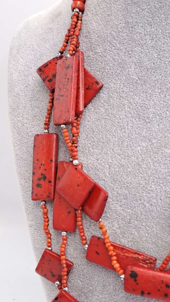 Vintage Necklace with large Red Coral beads 55cm