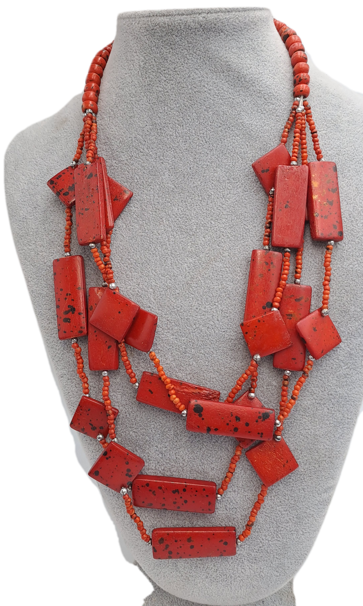 Vintage Necklace with large Red Coral beads 55cm