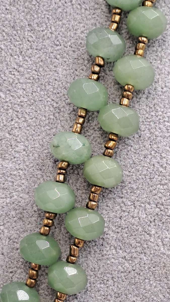 Vintage Real Jade Necklace with 1950's Hinged Gold Tone Locket with Faux ruby's and Cameo